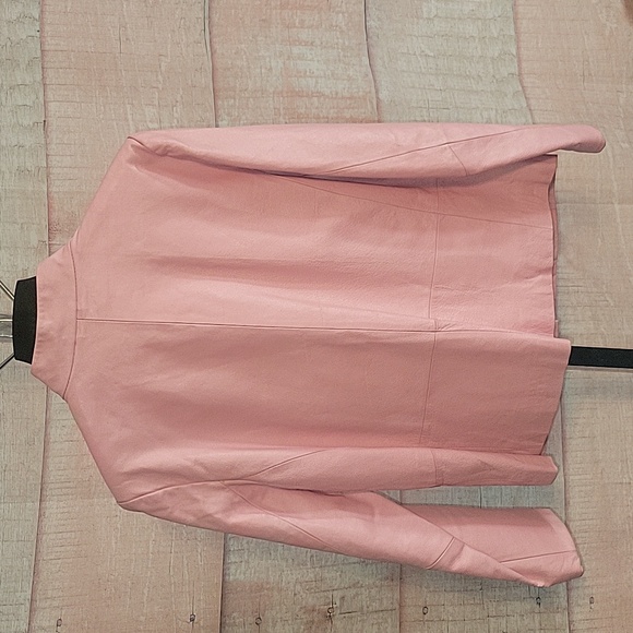 MetroStyle Baby Pink Leather Jacket Size 16 - Picture 3 of 7
